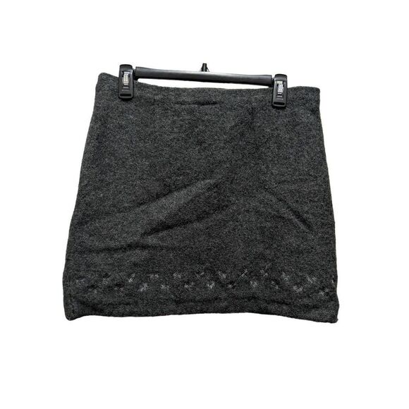 Oxford & Fulham Vintage Y2K Women's 100% Wool Gray Mini Skirt With Embroidered F - Picture 6 of 6